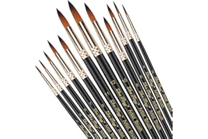 SILITHUS Paint Brushes 12 Pieces Set,Professional Paint Brush Round Pointed Tip Nylon Hair Artist Acrylic Brush for Acrylic Watercolor Oil Painting Body Paint (Black)