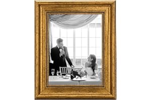 CABBEL Cornice portafoto 18x24 cm, in oro vintage, stile barocco elegante, con vetro acrilico infrangibile – per poster, foto o certificati – perfetta per soggiorno, ufficio o galleria