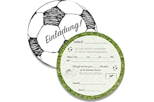 PUSTEBLUME GRUSSKARTEN 15 x Football Invitation Cards Children's Birthday Round Football Invitation for Children's Birthday for Boys and Girls (Pack of 15)