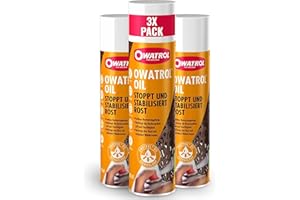 ‎OWATROL OWATROL | Rostschutz Spray 3x300ml | Transparentes Korrosionsschutzspray für KFZ, Metall, Kunststoff, Glas & Holz | Rostumwandler & Haftgrund | Grundierung Autolack