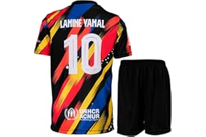 Hawkara Barcelona 2025/2026 Yamal #10 Kinder Sonderausgabe Schwarz Trikot mit Kurz, Neu Saison, Fußball Trikot Set Jugendgrößen