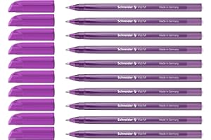 Schneider 102208 Stylo à bille (pour une écriture facile et rapide, Couleur du corps = Couleur d'écriture, largeur de trait M) 10 pièces, Violet