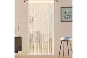 QiBoYuYe Tenda con perline per porta, zanzariera per porte e finestre, divisorio per stanze, pannelli per soggiorno, camera da letto, armadio (champagne, 90 x 245 cm)