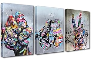 Walarky Graffiti-Dekoration Faust inspirierende Fingerbilder bunte Handhandschuhe Kunstwerk abstrakte Banksy-Gemälde nordisches Kunstwerk für Wohnzimmer