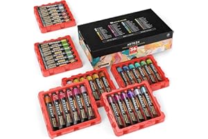 ARTEZA Colori Acrilici Metallizzati in Tubo, Set Da 36 da 22 ml con Scatola, Tempera Ricca di Pigmenti, Anti Sbiadimento, Vernice Atossica per Artisti, Pittori e Bambini, Ideale per Dipingere su Tela
