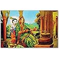 Tamatina Religious Art Canvas Painting|Krishna with Maa Yashoda|Size-13X9 Inches.r16