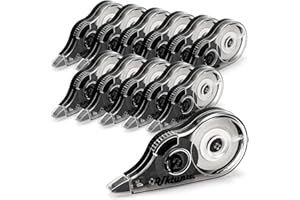 Uktunu Korrekturroller 12 Stück à 8m x 5mm Korrekturmaus Set Korrekturband, Ungiftig, umweltfreundlich und von der FDA zugelassen ideal für Studenten kinder, im Büro arbeitendes Personal - Schwarz