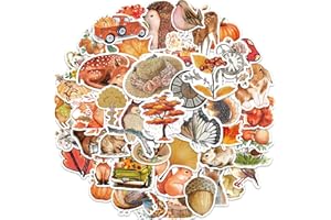 FloralGrace 50 adesivi autunnali per finestre, decorazione foresta, piante e scoiattoli, foglie d'acero, zucca, funghi, frutti di bosco, pianta scoiattolo