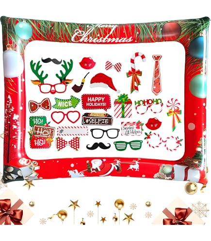 WakiHong 32 Pièce Accessoires Photomaton de Noël avec Cadre