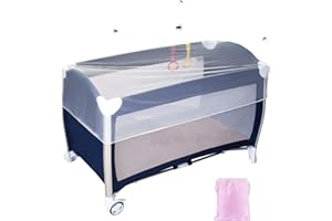 LEMESO Universal Mosquitera Cuna de Viaje Mosquitera Cama Bebe de 120x60cm / 90x40 cm, Color Blanco