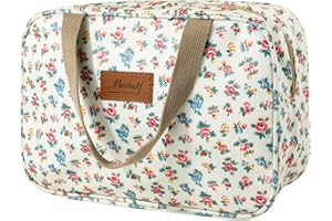 wordmouk Bolsa de Aseo, Neceser Viaje, Bolsas Portátil de Maquillaje, Bolsa de Baño Gran Capacidad Impermeable, Neceser de Maquillaje para Mujer, Bolsa Avion con Cremallera (Floral)