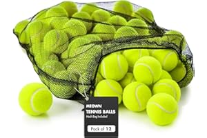Meown Tennis Balls - Pack of 12,24,36,48 | Ideal for Sports, Dog Training & All Courts | Mesh Bag Included | Pressureless Practice Balls