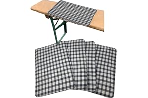 JEMIDI 4 x poduszka na ławkę piwną – poduszka do siedzenia do namiotu piwnego – zestaw nakładek na ławkę piwną – nakładka na ławkę piwną – szara karo