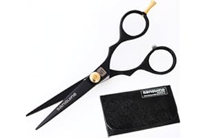 Sanguine® Ciseaux Professionnels Ultra aiguisés pour Moustache et Barbe, Noir, 14 cm