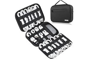 Lacdo Cord Organizer Travel, Cable Organizer Bag Case, Portable Electronics Organizer Travel Case, 6 Layer Large Capacity Charging Cords Storage Organizer for Cables, SD Card, Travel Essentials, Black