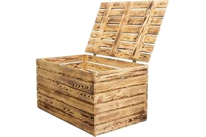 Kistenkolli Altes Land Stor träkista 80 med lock 80 x 50 x 39 cm, träkista, skattkista, leksakslåda, kista, bänk, förvaringsbänk med stor kapacitet, hall, sovrum, vardagsrum (flammad)