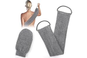 Goldoars Spazzola Schiena Doccia Guanto Esfoliante Fibra di Bambù per Lavare la Massaggi da Bagno Maschili E Femminili 2 Pezzi (Grigio)