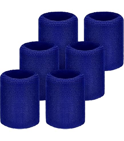 Lot De 12 Serre-poignets En Coton Absorbant - 8x8 Cm, Bleu, Pour Sport (tennis, Basket, Course…) - Confortables, Lavables