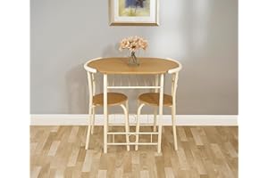 Greenhurst Compact Dining Set, Space-Saving Table with 2 Chairs, Light Oak Top & Buttermilk Frame - Ideal for Small Spaces