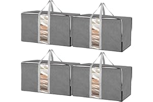 WSRYX 4er-Pack Extra große Aufbewahrungstaschen mit Reißverschlüssen, Klare Umzugskartons mit Deckel für Kleidung, Bettdecken, Wäsche, Umzug, Unter-Bett-Organizer