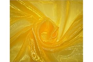 THEFABRICTRADE Premium Crystal Organza Voile Fancy Dress Costume Decorations Fabric 150cm Wide/Sold by The Metre (Yellow)