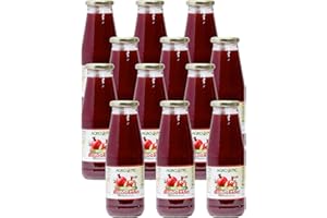 Agropic Succo di Melograno 100%, 12 bottiglie da 720 ml di puro succo di melograno senza zuccheri aggiunti, senza conservanti, Made in Italy