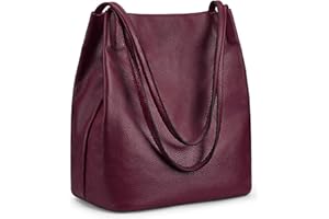 Kattee Genuine Leather Shoulder Tote Bag Soft Hobo Handbag Purse Fit for 9.7 in Tablet with Top Magnetic Closure