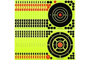 BESPORTBLE Splatterburst Targets - Pack of 30 Shooting Discs Splatter Target, Bright Yellow Stick Splatter Self-Adhesive Targets for Darts Shooting Sports Exercises, 2 Patterns