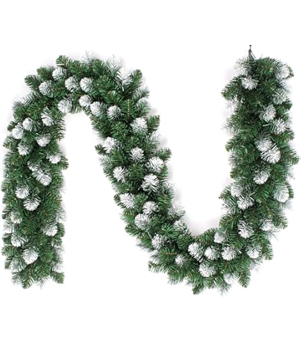 Belle Vous Besneeuwde Artificiële Groene Kerstguirlande met