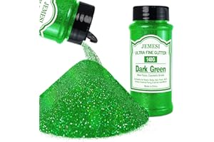 JEMESI Purpurina Holográfica Ultrafina Verde Oscuro de 140g, Purpurina Cosmética Iridiscente para Cabello, Rostro, Cuerpo, Uñas y Maquillaje Navideño. Ideal para resina, vidrio y manualidades.