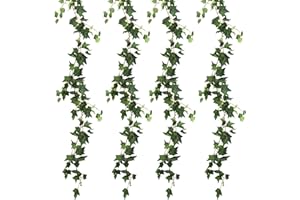 ACOMTUO Edera Finta Pianta Artificiale Rampicante Ghirlanda 4 Pezzi, Lunghezza 180cm, Viti Finte Realistiche, Edera Finta per la Stanza, Cucina, Patio, Altalena, Matrimonio, Camera, Ufficio, Festa, Verde
