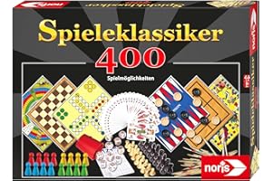 Noris 606111688 Spieleklassiker mit 400 Spielmöglichkeiten wie Yatzy, Mikado, Mühle, Dame, Backgammon oder Nur keine Aufregung, für 1 bis 6 Spieler ab 6 Jahren