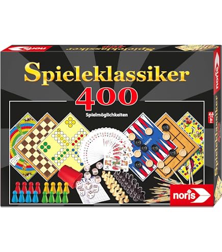 Idena Collezione di giochi con 99 possibilità di gioco, in Tinbox, con diversi giochi da tavolo e dadi, istruzioni per il gioco, da 2 a 8 giocatori dai 6 anni in su
