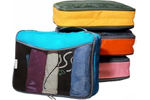 OW-Travel Kostki do Pakowania Walizki (4 Kolorowe) Łatwe Zorganizowania Organizer Podróżny do Walizki. Przechowywanie Ubrań Packing Cubes Organizer Podrozny Bagażu, Plecaka, Toreb