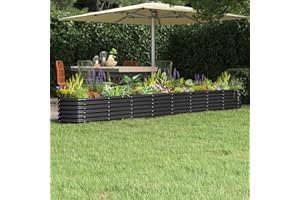 IKAYAA Jardinera Alta Exterior Arriate Rectangular Macetas Exterior Jardinera Metal para Cultivo de Plantas en Exterior Patio Terraza Antracita 332 x 40 x 36 cm