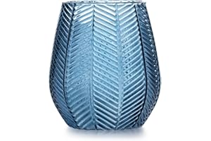 AmeliaHome Vase 15,5 x 19,5 cm Vase décoratif en Verre Décoration Vitoria Bleu foncé