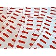 100 Labels, 20x10mm Arrow Shape, Red, Removable/Low Tack Colour Code Stickers, Self-Adhesive Sticky Coloured Labels