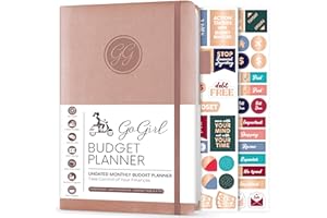 GoGirl Planificateur de Budget - Planificateur Financier Mensuel Agenda Livre de Budget. Journal de Suivi des Dépenses pour Contrôler votre Argent. Non Daté - 13.5x19cm, Durée de Vie 1 An - Or Rose