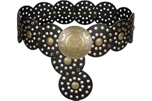 WERFORU Ceinture Bohème Disques pour Femme Ceinture Large Style Western et Vintage Concho pour robes & Jeans