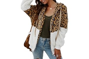 ABINGOO Abrigo Mujer Caliente y Esponjoso Tops Chaqueta Suéter Abrigo Jersey Otoño Invierno Leopardo Lana Sudadera con Capucha Outwear