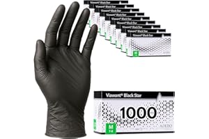 VIAWANT Einweghandschuhe 1000 Stück | M | Nitrilhandschuhe Schwarz | Puderfreie, latexfreie Einmalhandschuhe | Reißfest & feinfühlig | EN 455 & EN 374 | Gr. XS, S, M, L, XL