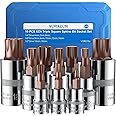 VORXEON 10Pcs Spline Socket Set M4-M18 50BV30 CR-V Socket Set XZN Triple Square 1/2 3/8 1/4 Drive Socket and S2 Alloy Steel Bit 4mm-18mm Spline sockets with Storage Case