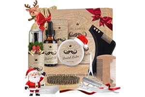 11 in 1 Barba Cura Set, Bledras Cura Della Barba Professionale per Uomo, con Olio da Barba, Balsamo Barba, Shampoo Barba, Rasoio Dritto, Forbici, Spazzola,Pettine, Kit Barba Uomo Regali per Lui e Papà