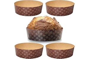 FAH FAMILY AT HOME Panette Mould Low (Pack of 5 - 750g) - Professional Pure Pulp Microfiber, Paper Mould for Buns and Other Doughs, Heat Resistant 220°C, Brown