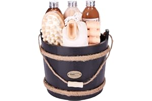 ‎BRUBAKER BRUBAKER Cosmetics Wellness Badeset - Kokosnuss- 9-teiliges Geschenkset mit Pflege- und Massage Accessoires im dekorativen Badefass