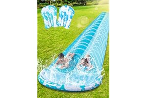 Sloosh 6,9m Double Water Slide, Heavy Duty Rasen Wasserrutsche mit Sprinkler und 2 Slip aufblasbare Bretter für Sommer Party aufblasbare Wasserrutschen Garten Kinder Wasserrutsche