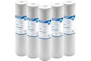 KNM TRADE Cartouches filtrantes à sédiments en polypropylène 10 pouces – Lot de 5, 20 microns, éliminent efficacement les particules de saleté, durée max. 6 mois