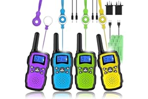 Wishouse Walkie Talkies for Kids Adults Rechargeable, Toys for 3 4 5 6 7 8 Year Old Boys Girls, PMR446 Kids Radios Long Range with Flashlight Lanyards, Camping Birthday Xmas Gifts Presents 4 Pack