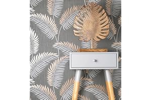 GAULAN 500681288 - Carta da parati lavabile in vinile tropicale di foglie in rilievo dettagli metallizzati per pareti soggiorno cucina bagno corridoio sala - Campione DIN A4
