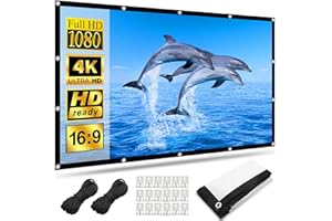 Leinwand Beamer 120 Zoll,HOPFROG Beamer Leinwand Wandmontage 16: 9 HD 4K Projector Screen Hanging Doppelseitige Projektion Faltbarer Projektionsleinwand für Zuhause Schule Treffen